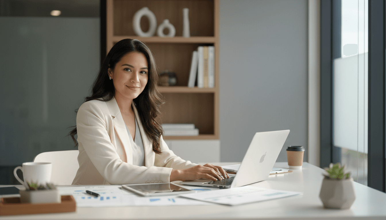 Professional consultant reviewing federal student loan documents at desk