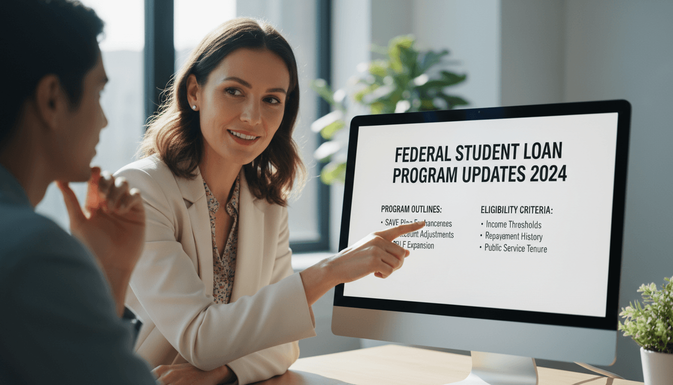 Consultant reviewing current federal student loan program updates